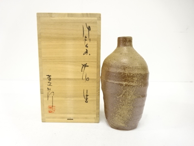 JAPANESE POTTERY / BIZEN WARE FLOWER VASE / ARTISAN WORK